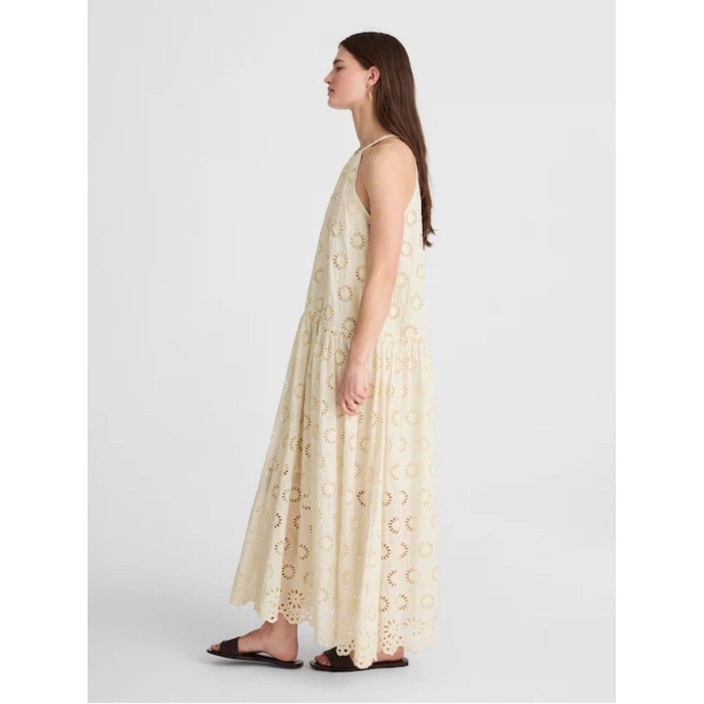 Madewell $198 Embroidered Drop-Waist Maxi Dress Floral Eyelet Ivory Size XXS - Picture 4 of 13